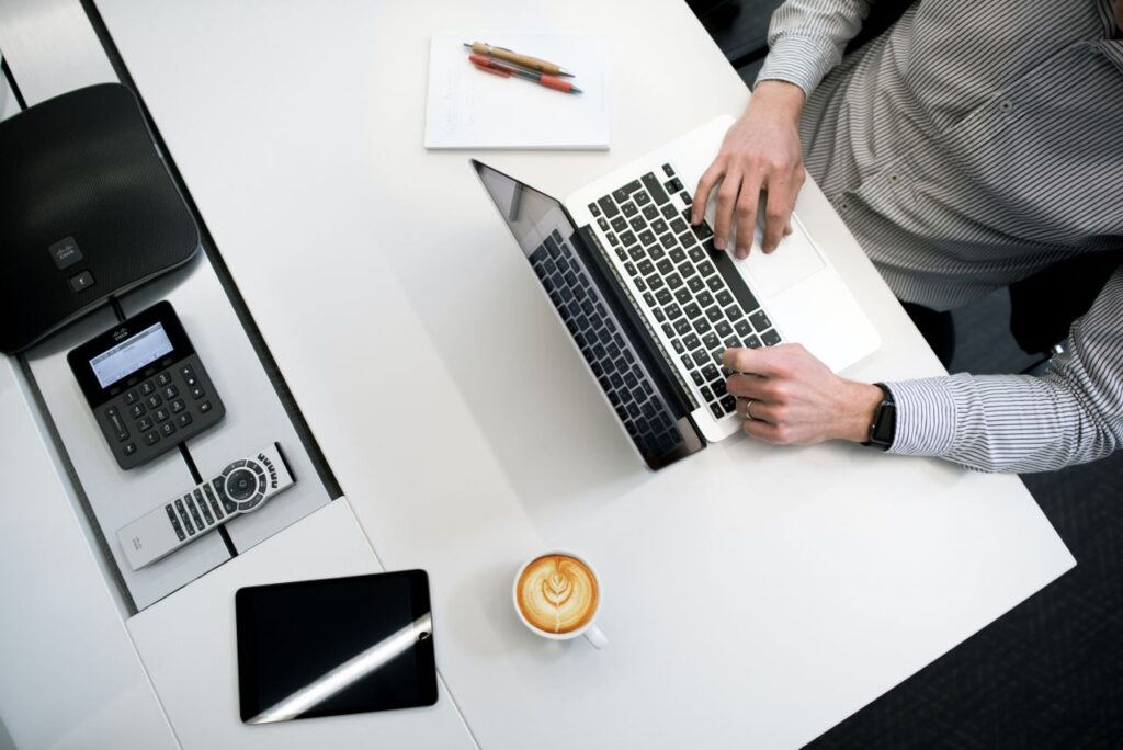 man using laptop